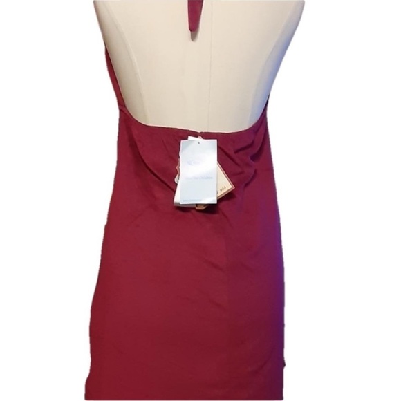 Resort Wear 3 PC Set Burgundy Halter Terry Dress Organic Burgundy Gray Wrap NEW - Picture 11 of 16